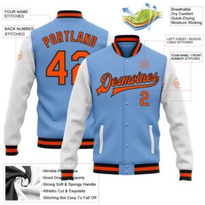 Custom Light Blue Orange Black Bomber Full Snap Varsity Baseball Jacket Custom Team Jacket 2 eegaen.jpg