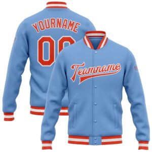 Custom Light Blue Orange White Bomber Full&hellip;