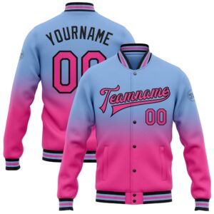 Custom Light Blue Pink Black Bomber Full&hellip;