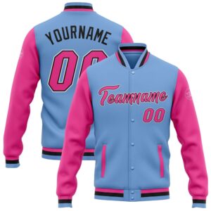 Custom Light Blue Pink Black Bomber Full&hellip;