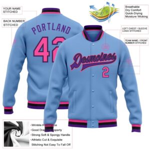 Custom Light Blue Pink Black Purple Bomber Full Snap Baseball Jacket Custom Team Jacket 2 klsbzu.jpg