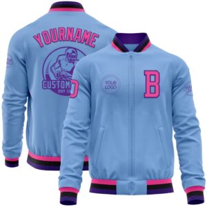 Custom Light Blue Pink Purple Black Bomber&hellip;