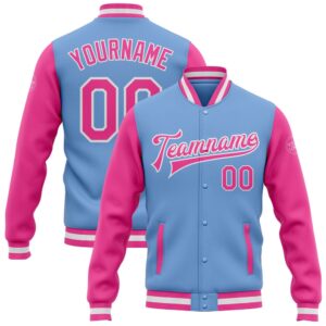 Custom Light Blue Pink White Bomber Full&hellip;