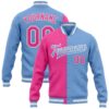 Custom Light Blue Pink White Bomber Varsity Baseball Jacket, Custom Team Jacket