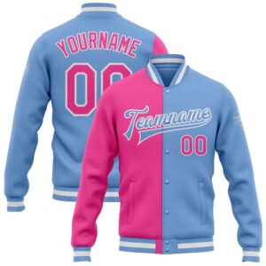 Custom Light Blue Pink White Bomber Full&hellip;