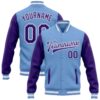 Custom Light Blue Pink White Bomber Varsity Baseball Jacket, Custom Team Jacket
