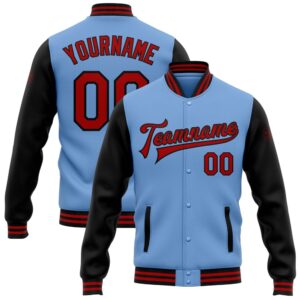 Custom Light Blue Red Black Bomber Full&hellip;