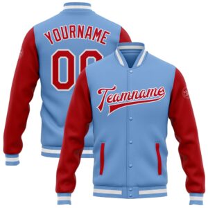 Custom Light Blue Red White Bomber Full&hellip;
