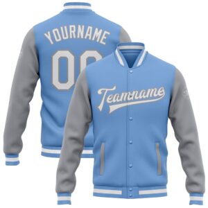 Custom Light Blue White Gray Bomber Full&hellip;