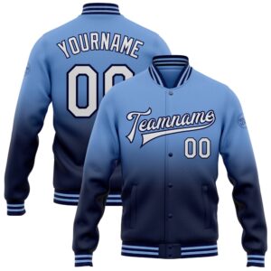Custom Light Blue White Navy Bomber Full&hellip;