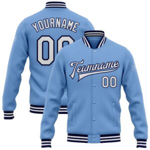 Custom Light Blue White Navy Bomber Full&hellip;