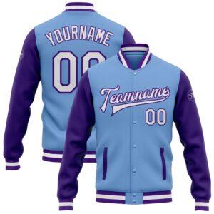 Custom Light Blue White Purple Bomber Full&hellip;