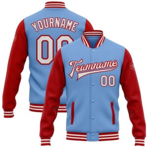 Custom Light Blue White Red Bomber Full&hellip;