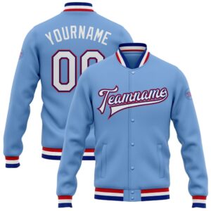 Custom Light Blue White Royal Red Bomber&hellip;
