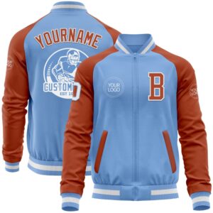 Custom Light Blue White Texas Orange Bomber&hellip;