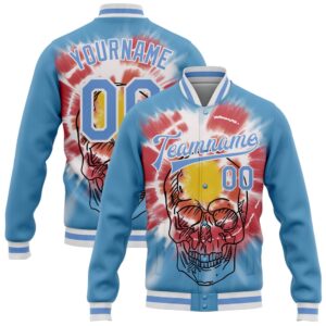 Custom Light Blue White Tie Dye Skull&hellip;