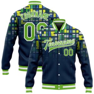 Custom Navy Neon Green White 3D Pattern&hellip;