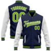 Custom Navy Orange Bomber Full Snap Baseball Jacket, Custom Team Jacket