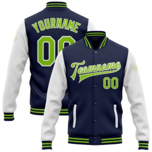 Custom Navy Neon Green White Bomber Full&hellip;