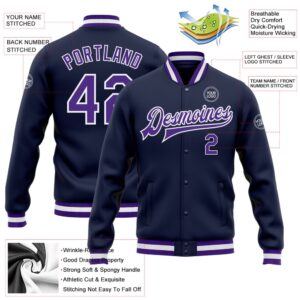Custom Navy Purple White Bomber Full Snap Baseball Jacket Custom Team Jacket 2 jqzoqj.jpg