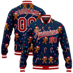Custom Navy Red White Christmas 3D Bomber&hellip;