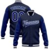 Custom Navy Royal Yellow Bomber Full Snap Baseball Jacket, Custom Team Jacket