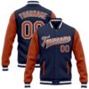 Custom Navy Royal Yellow Bomber Full Snap Baseball Jacket, Custom Team Jacket