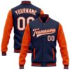 Custom Navy White New York City Edition 3D Bomber Full Snap Baseball Jacket, Custom Team Jacket