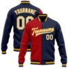 Custom Navy White Royal Christmas 3D Bomber Full Snap Baseball Jacket, Custom Team Jacket