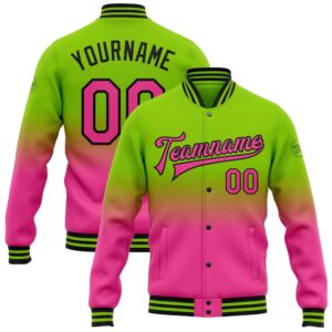 Custom Neon Green Pink Black Bomber Full&hellip;