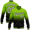 Custom Neon Green Pink Black Bomber Full Snap Varsity Letterman Gradient Fashion Jacket, Custom Team Jacket