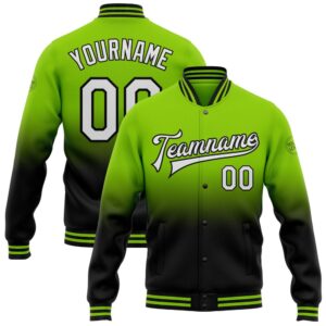 Custom Neon Green White Black Bomber Full&hellip;