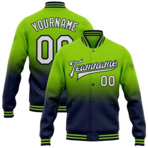 Custom Neon Green White Navy Bomber Full&hellip;