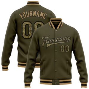 Custom Olive Camo Black Old Gold Bomber&hellip;
