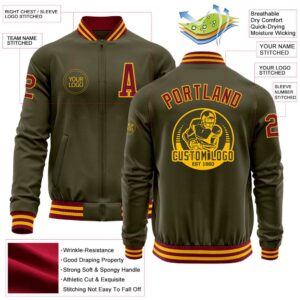 Custom Olive Crimson Gold Bomber Varsity Letterman Salute To Service Zipper Jacket Custom Team Jacket 2 mmsiwk.jpg