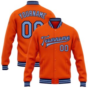 Custom Orange Light Blue Navy Bomber Full&hellip;