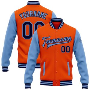 Custom Orange Navy Light Blue Bomber Full&hellip;