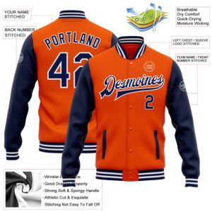 Custom Orange Navy White Bomber Full Snap Varsity Baseball Jacket Custom Team Jacket 2 fokldz.jpg