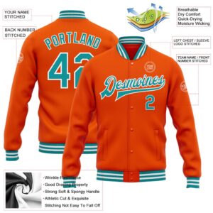 Custom Orange Teal White Bomber Full Snap Baseball Jacket Custom Team Jacket 2 khrq8b.jpg