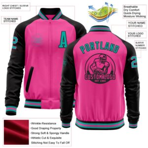 Custom Pink Aqua Black Bomber Varsity Baseball Jacket Custom Team Jacket 2 p3ca0o.jpg
