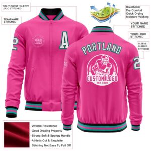 Custom Pink Black Aqua Bomber Varsity Baseball Jacket Custom Team Jacket 2 b7ncwp.jpg