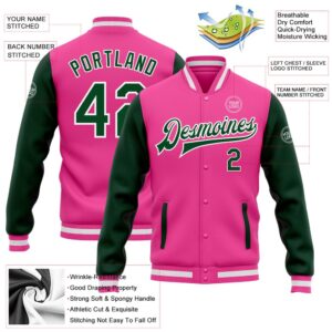 Custom Pink Green White Bomber Full Snap Varsity Baseball Jacket Custom Team Jacket 2 gtfqp6.jpg