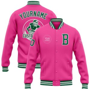 Custom Pink Kelly Green White Bomber Full&hellip;