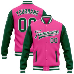 Custom Pink Kelly Green White Bomber Full&hellip;