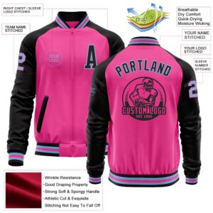 Custom Pink Light Blue Black Bomber Varsity Baseball Jacket Custom Team Jacket 2 joegpf.jpg