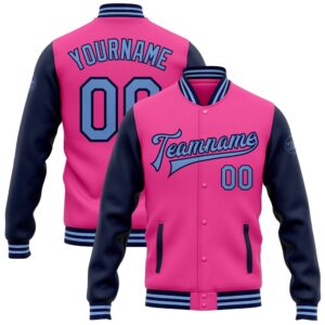 Custom Pink Light Blue Navy Bomber Full&hellip;