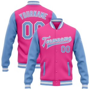 Custom Pink Light Blue White Bomber Full&hellip;