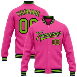 Custom Pink Neon Green Navy Bomber Full&hellip;