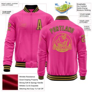 Custom Pink Old Gold Black Bomber Varsity Baseball Jacket Custom Team Jacket 2 w8cnrs.jpg