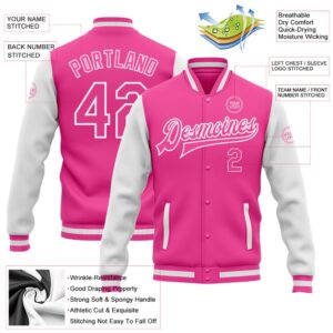 Custom Pink Pink White Bomber Full Snap Varsity Baseball Jacket Custom Team Jacket 2 rikinr.jpg